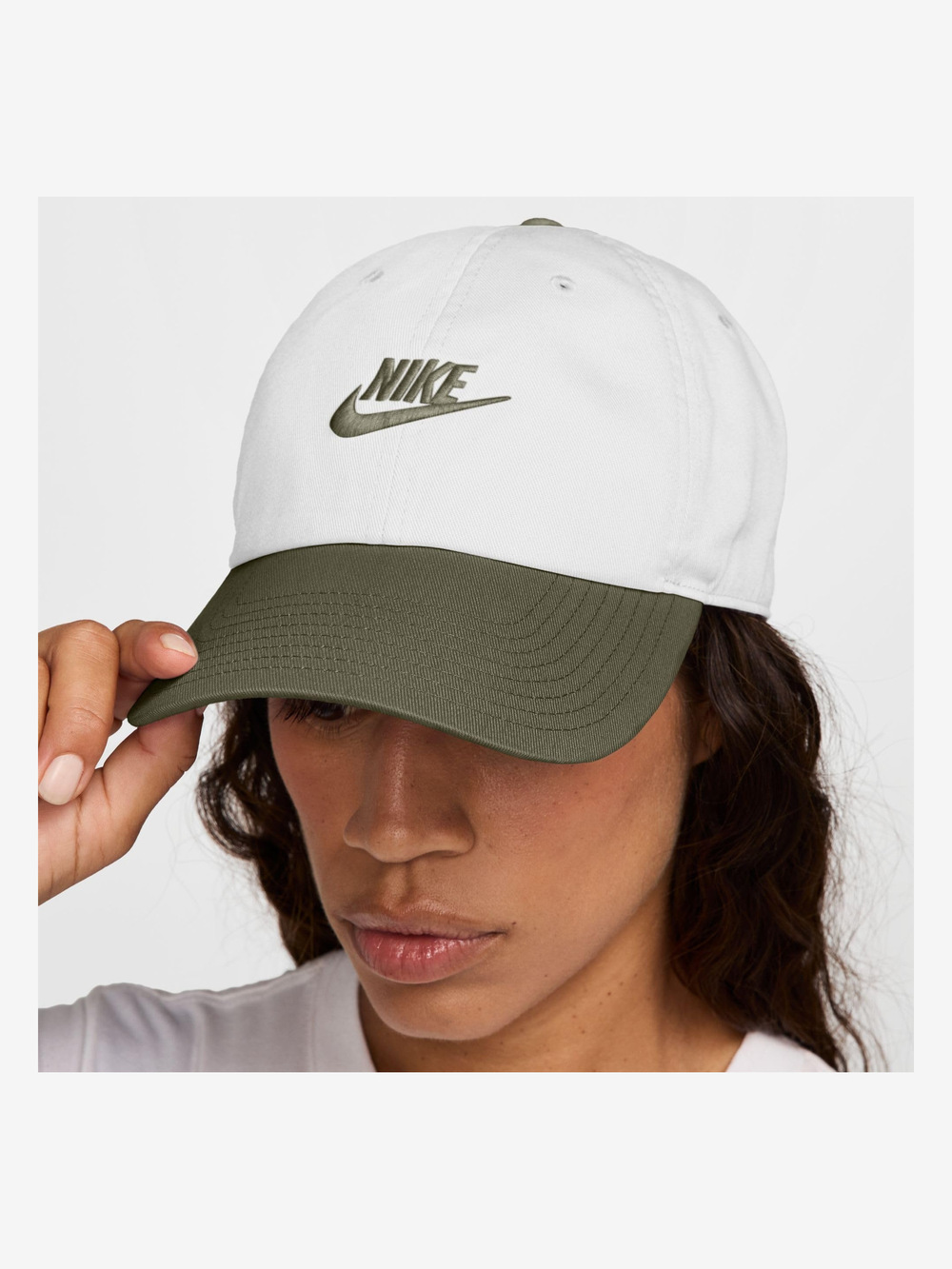 Unisex Adult Club Unstructured Futura Wash Cap | White, Medium Olive | Size OS